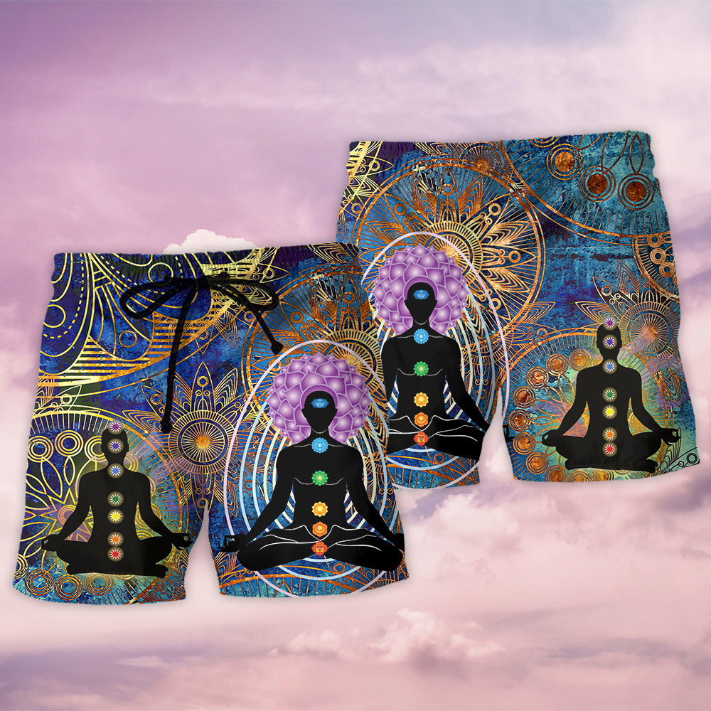 Yoga Mandala Calm Artistic Beach Shorts Design Detail For Weekend Getaways And Beach Days