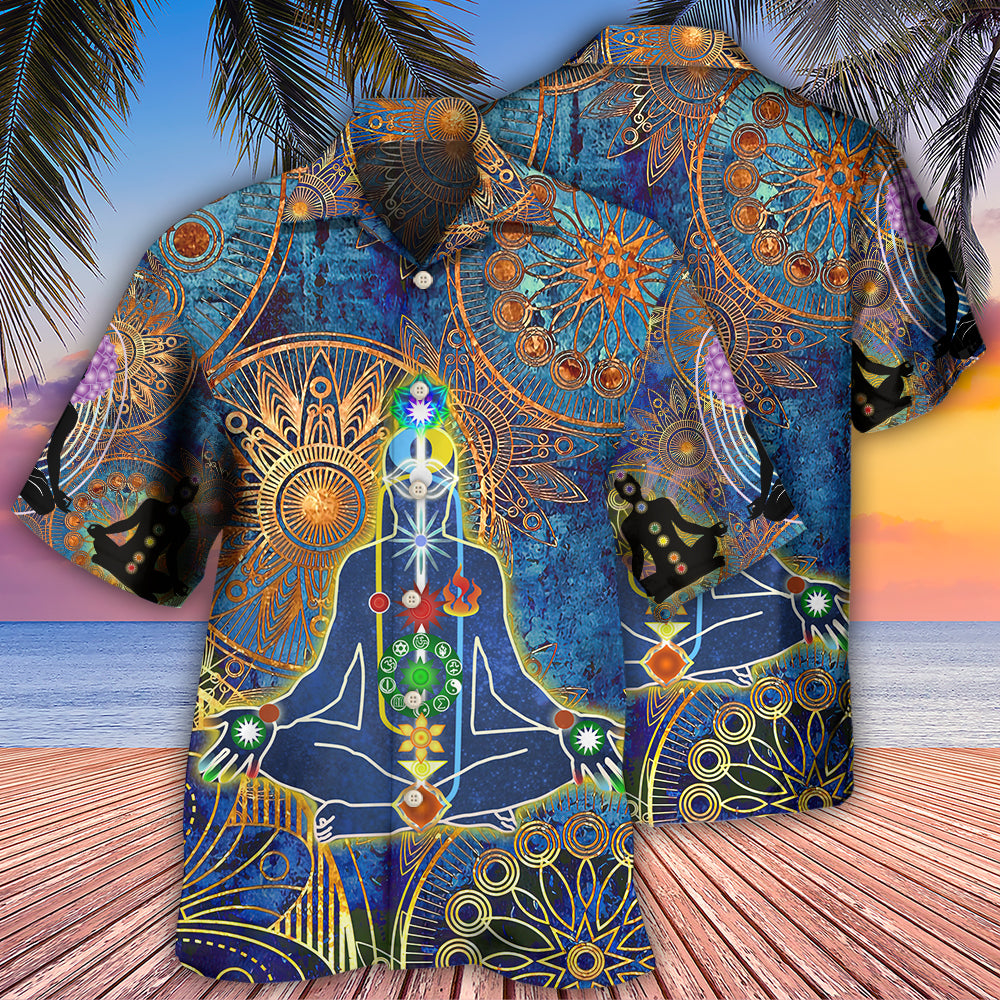 Yoga Mandala Hawaiian Shirt Design View For Casual Summer Styling