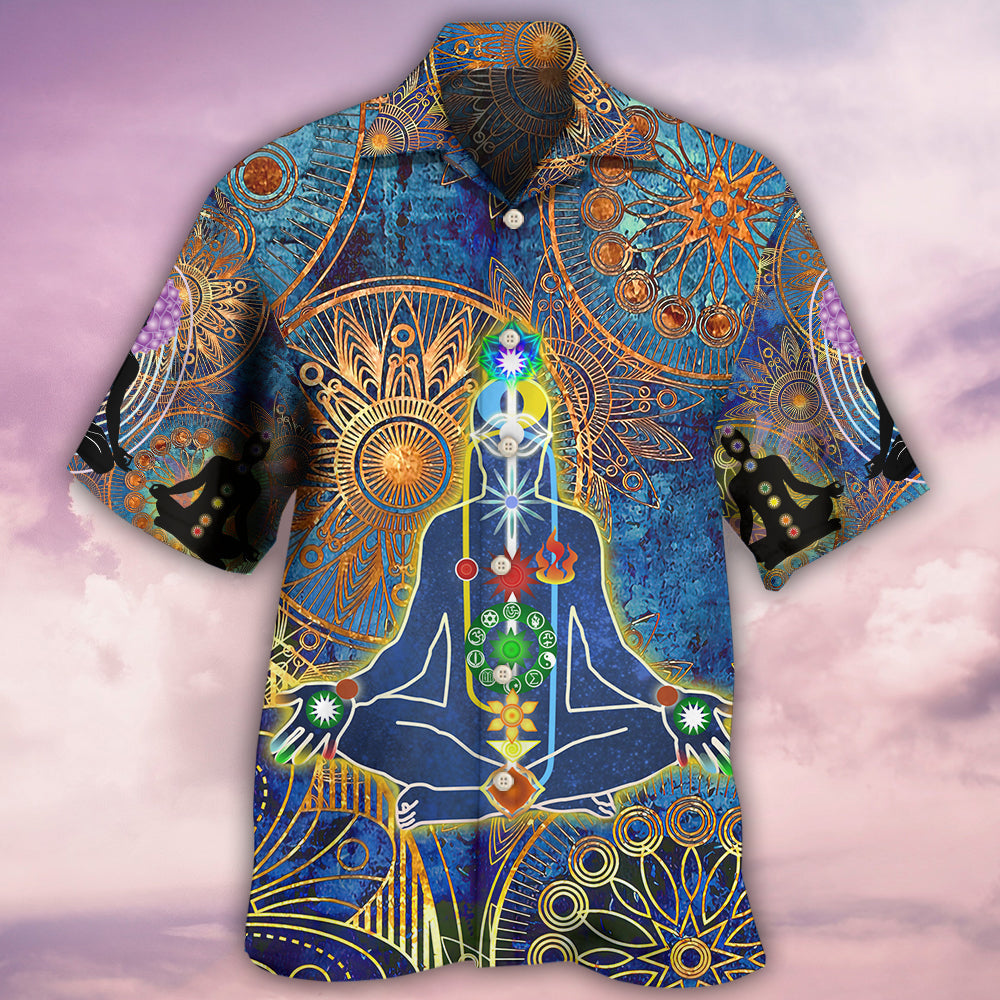 Yoga Mandala Hawaiian Shirt Artwork Detail For Resort Trips And Outdoor Activities