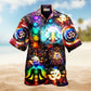 Funny Surfing Dinosaur Hawaiian Shirt Button Front Artwork For Summer Travel