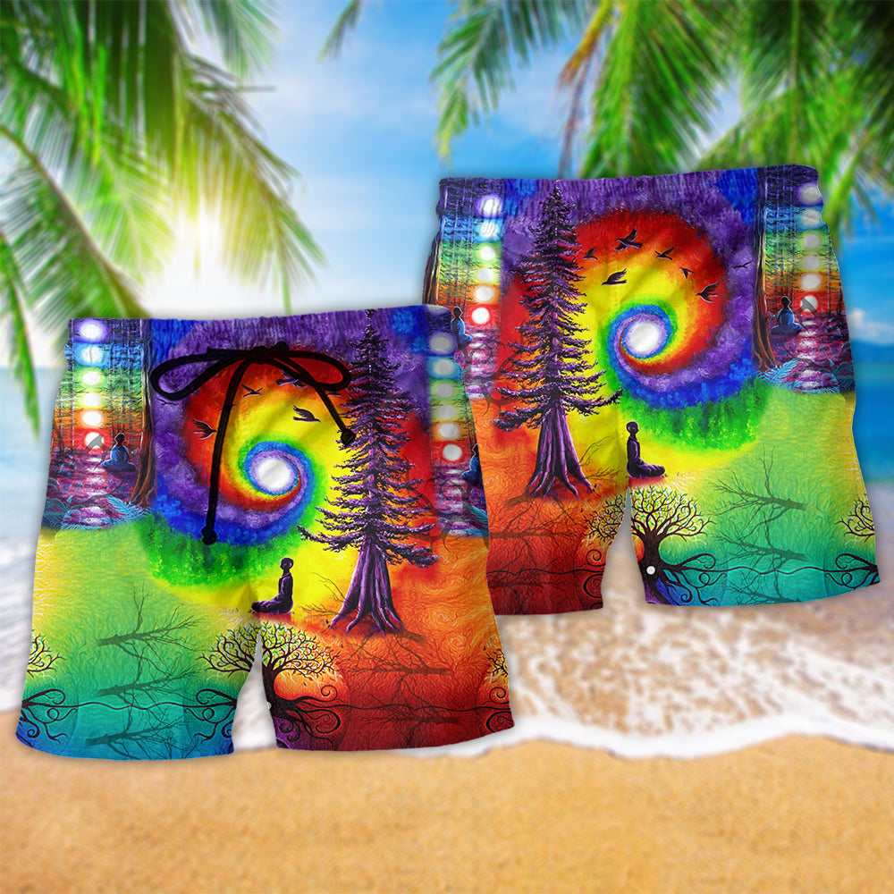 Yoga Meditation Inner Universe Beach Shorts Pattern Detail For Beachside Relaxation And Comfortable Daily Wear