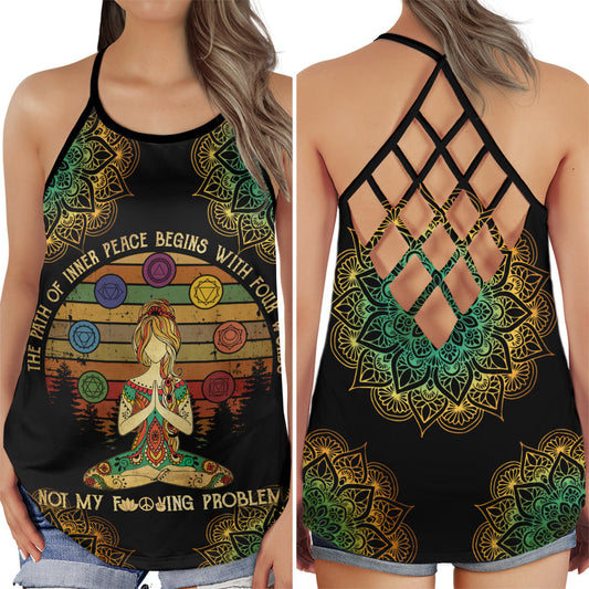 Yoga Meditation Peaceful Energy Hollow Tank Top For Yoga Workouts And Festival Wear