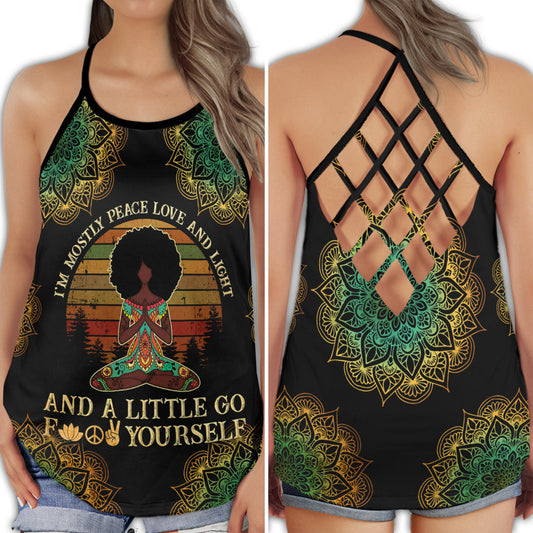 Yoga Meditation Peaceful Mind Hollow Tank Top For Yoga Workouts And Festival Wear