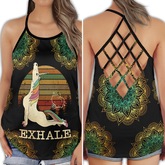 Yoga Meditation Exhale Peace Calm Mindfulness Art Hollow Tank Top For Yoga Workouts And Festival Wear
