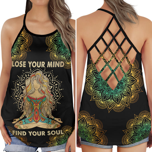 Yoga Meditation Mindful Freedom Hollow Tank Top For Yoga Workouts And Festival Wear