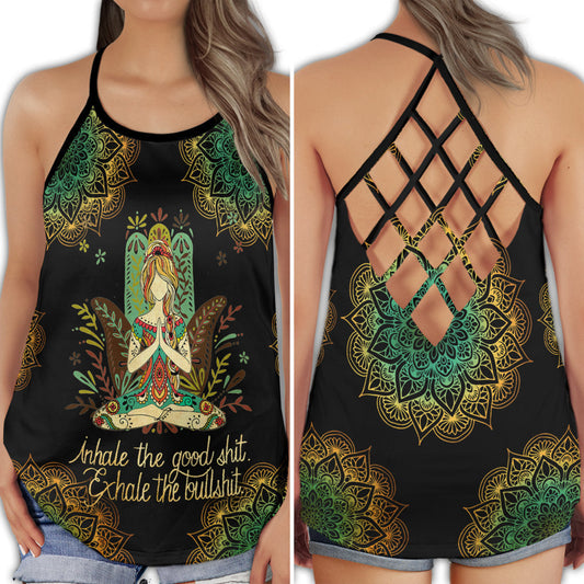 Yoga Meditation Calm Mind Humor Hollow Tank Top For Yoga Workouts And Festival Wear