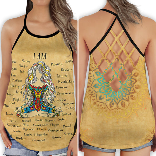 Yoga Meditation I Am Mindfulness Hollow Tank Top For Yoga Workouts And Festival Wear