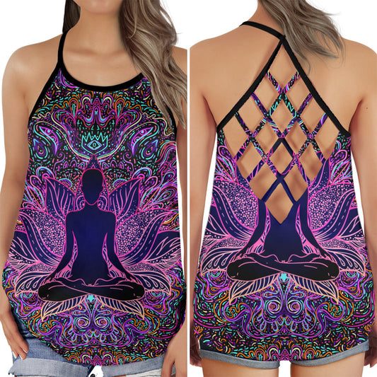 Yoga Meditation Beautiful Energy Hollow Tank Top For Yoga Workouts And Festival Wear