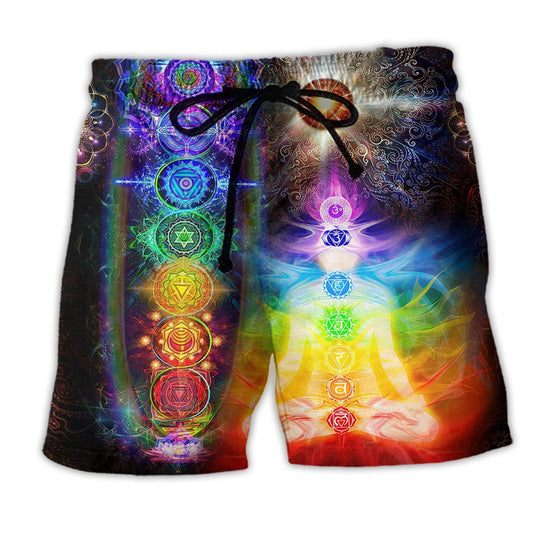 Yoga Mind Soul Harmony Chakra Beach Shorts Print Detail For Thoughtful Gift Giving