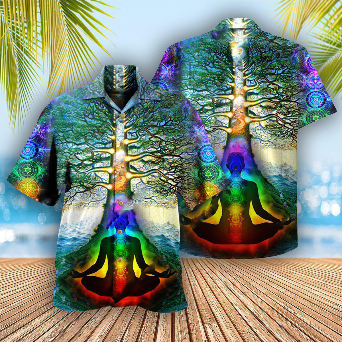 Yoga Peace Inside Tree Hawaiian Shirt Design View For Casual Summer Styling
