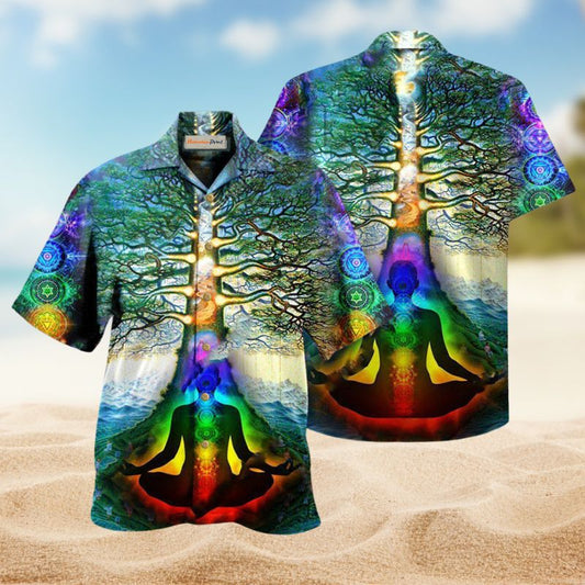 Yoga Peace Tree Hawaiian Shirt For Resort Trips, Coastal Parties, And Warm Weather Style