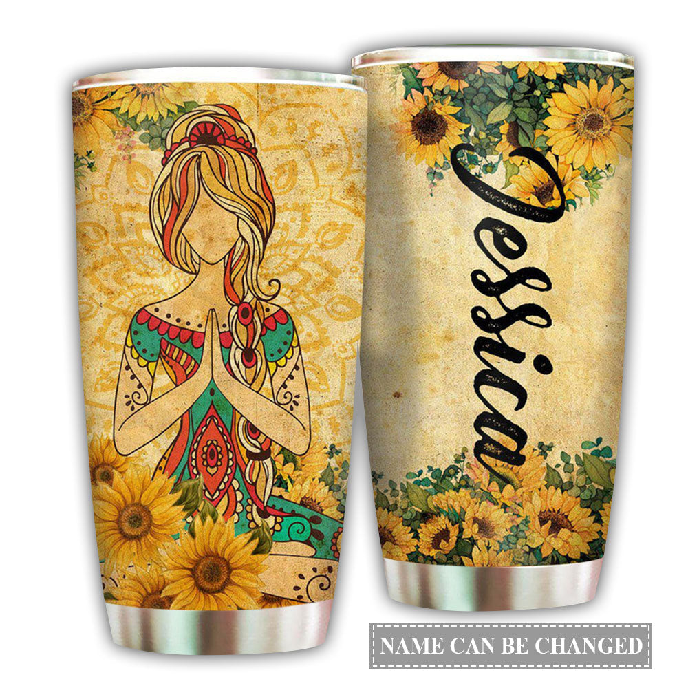Yoga Sunshine Sunflower Personalized 20 Oz Tumbler For Coffee Travel And Daily Drinks