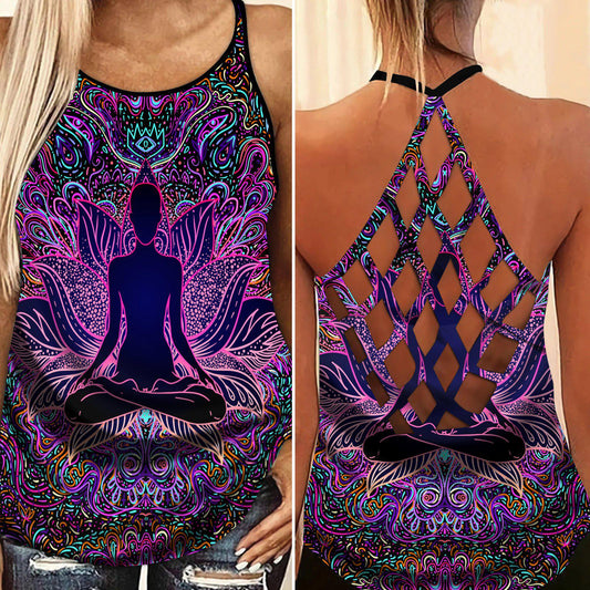 Yoga Meditation Peaceful Hollow Tank Top For Yoga Sessions And Summer Outings