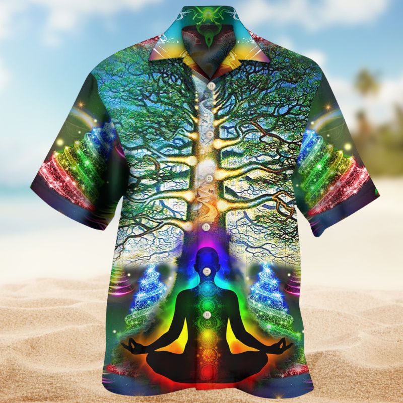 Yoga Tree Hawaiian Shirt For Island Vacations, Resort Wear, And Relaxed Seasonal Style