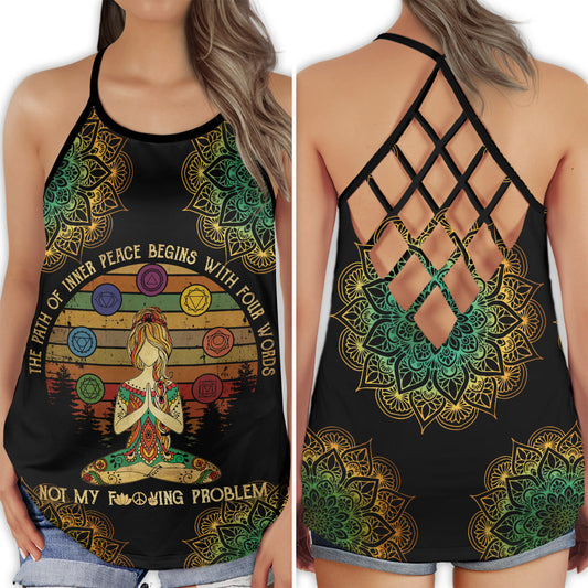 Yoga Inner Peaceful Hollow Tank Top For Yoga Workouts And Festival Wear