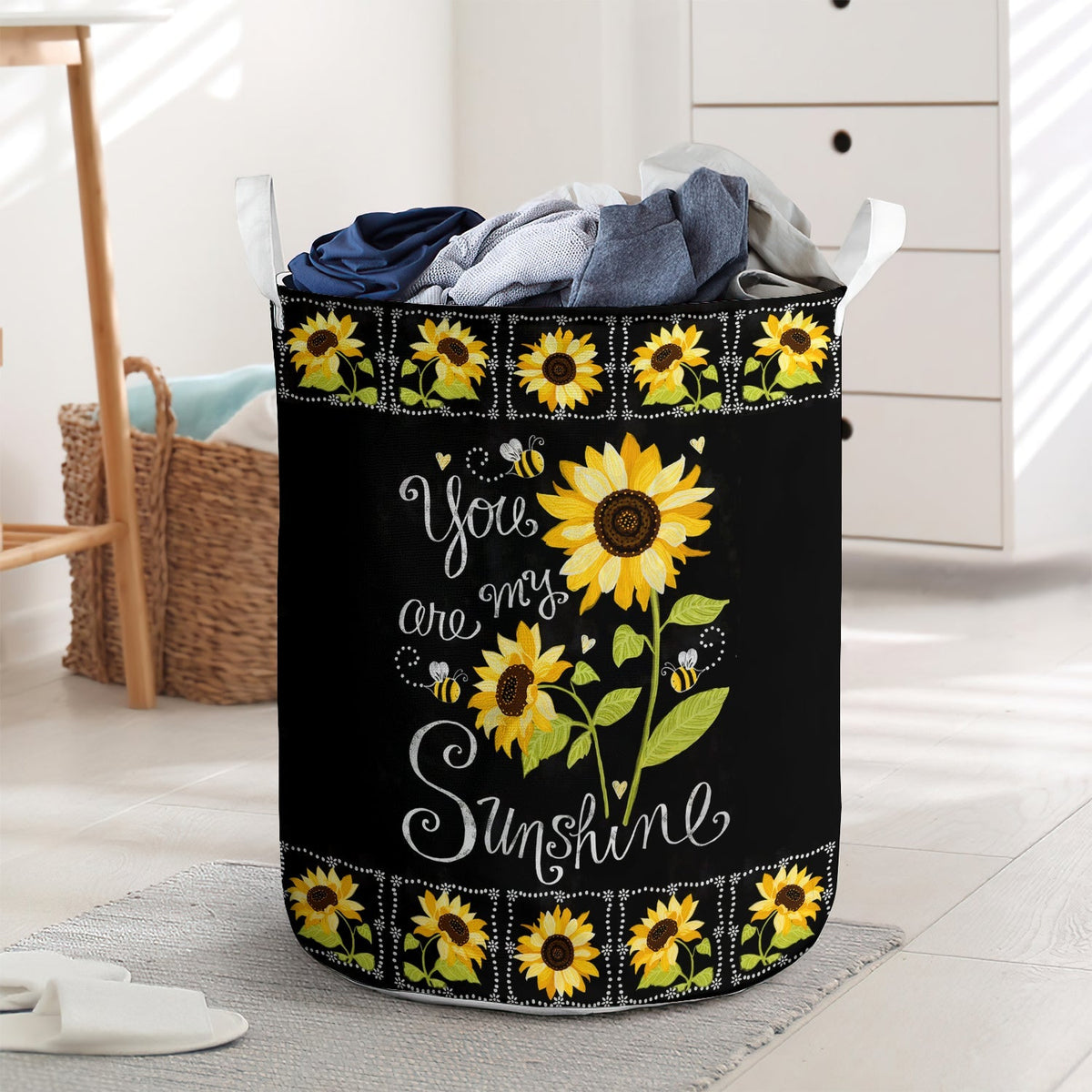 Little Sunflower You Are My Sunshine Laundry Basket For Bathroom Bedroom Storage