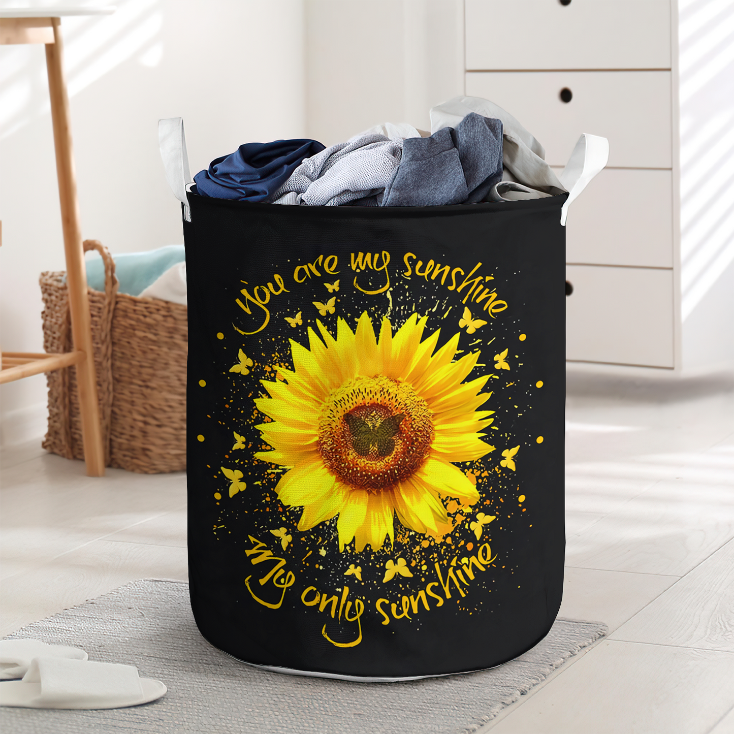 Sunflower You Are My Sunshine Laundry Basket For Bathroom Bedroom Storage