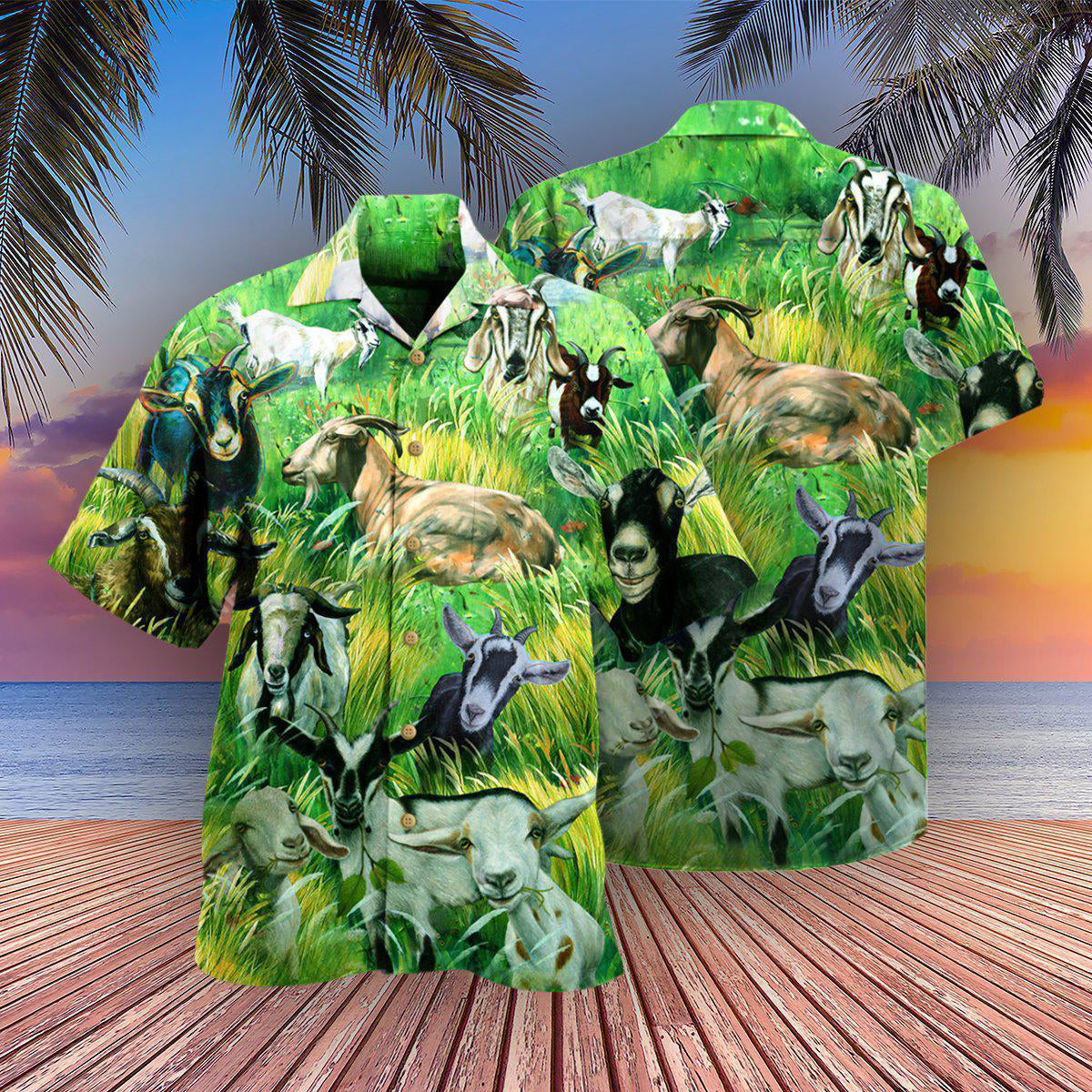 Mountain Goat Hawaiian Shirt With All Over Print For Resort Travel Summer Outings And Casual Gatherings