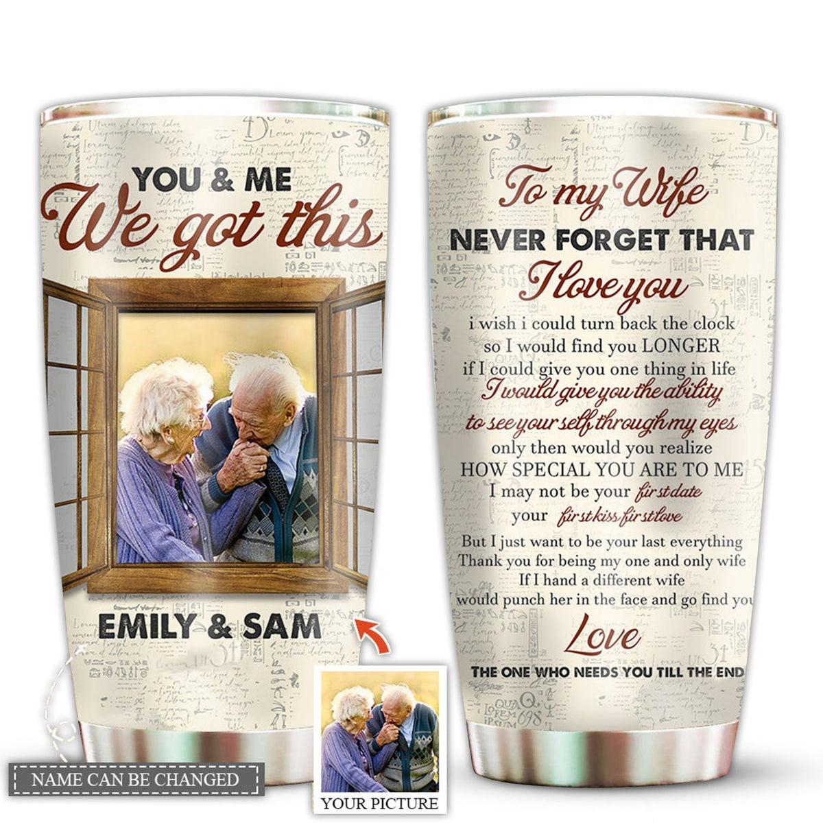 You And Me Couple To My Wife Couple Gift Custom Photo 20 Oz Tumbler For Coffee Travel And Daily Drinks