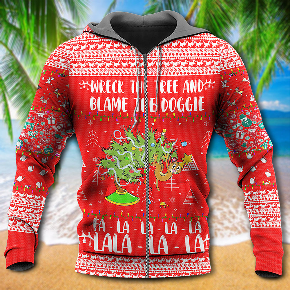 Red Cat Christmas Tree Mischief Hoodie For Christmas Gatherings Outdoor Trips And Relaxed Seasonal Style