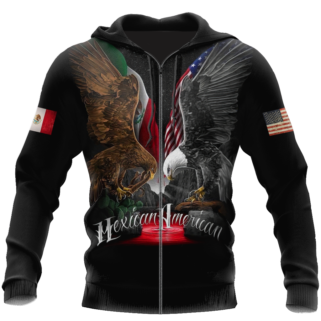 Mexican American Two Eagles Hoodie For Artistic Heritage Style Seasonal Events And Everyday Comfort