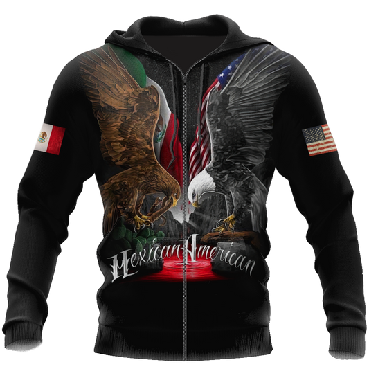 Mexican American Two Eagles Hoodie For Artistic Heritage Style Seasonal Events And Everyday Comfort