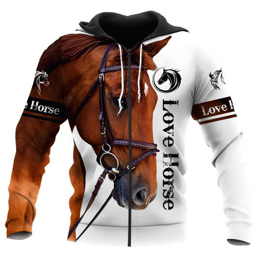 Brown Horse Love Hoodie For Country Outings Travel Days And Relaxed Streetwear