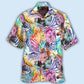 Colorful Zebra Leaf Hawaiian Shirt For Summer Vacation, Beach Travel, And Casual Wear