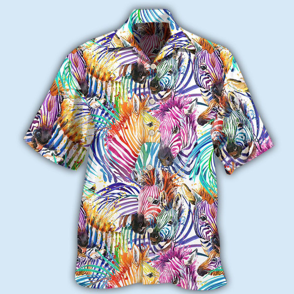 Colorful Zebra Leaf Hawaiian Shirt For Summer Vacation, Beach Travel, And Casual Wear