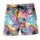 Colorful Leaf Zebra Beach Shorts For Oceanfront Escapes And Leisure And Relaxation