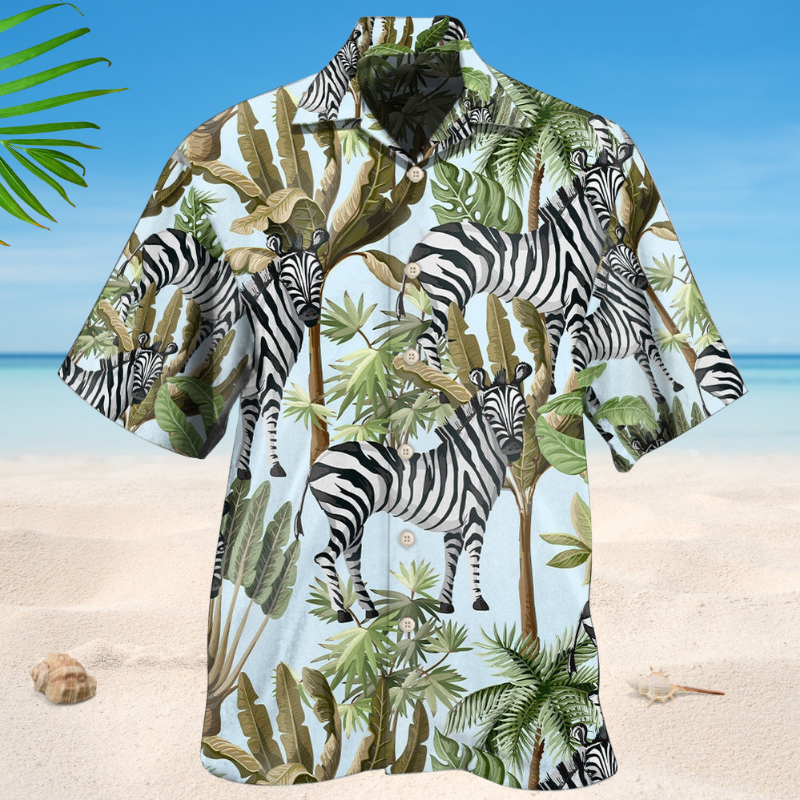 Tropical Zebra Hawaiian Shirt For Beach Days, Summer Outings, And Thoughtful Gift Giving