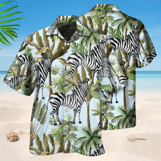Tropical Zebra Hawaiian Shirt For Beach Days, Summer Outings, And Thoughtful Gift Giving