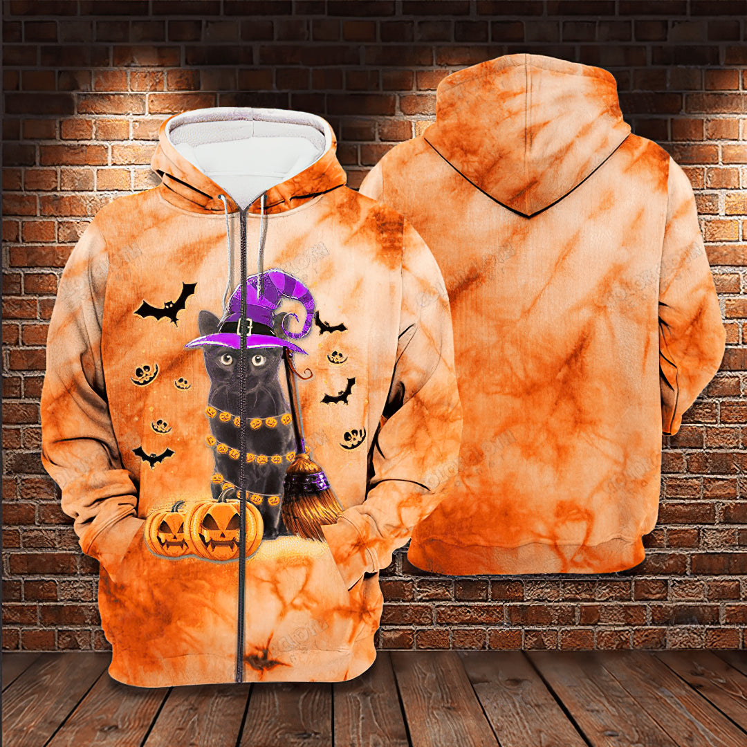 Black Happy Cat Halloween Hoodie For Halloween Adventures Comfortable Style And Seasonal Gifting