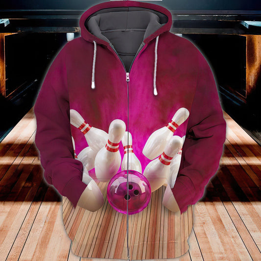 Pink Bowling Hoodie For Leisure Events Everyday Wear And Thoughtful Gifts