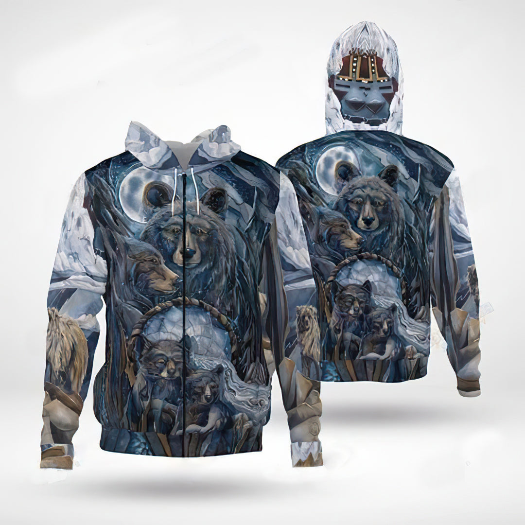 Native Bear Cultural Hoodie For Cultural Appreciation Events Casual Wear And Thoughtful Gifting