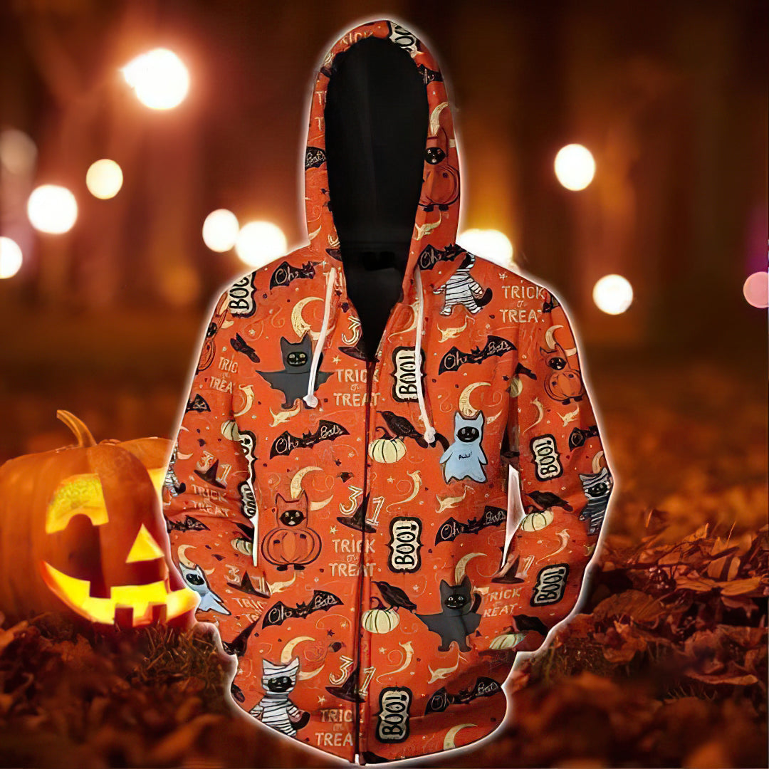 Black Cat Boo Halloween Hoodie For Fall Celebrations Casual Streetwear And Weekend Travel