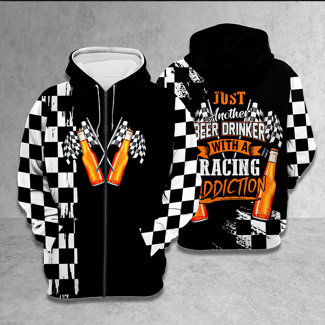 Beer Drinker Racing Addiction Hoodie For Comfortable Daily Outfits Holidays And Casual Wear