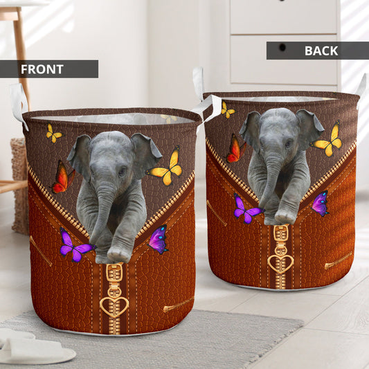 Zipper Sewing To Leather Elephant Laundry Basket For Bathroom Bedroom Storage