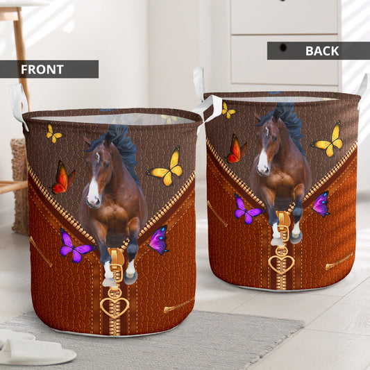 Zipper Sewing To Leather Horse Laundry Basket For Bathroom Bedroom Storage