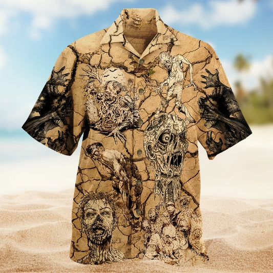 Zombies Creative Pattern Hawaiian Shirt For Island Vacations, Resort Wear, And Relaxed Seasonal Style