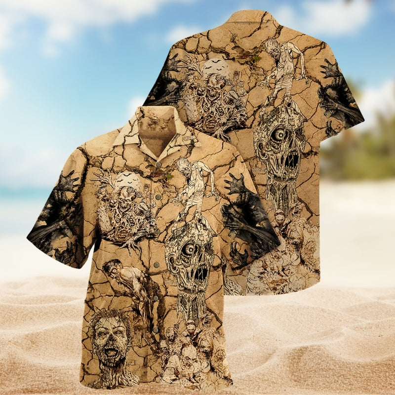 Zombies Creative Pattern Hawaiian Shirt For Island Vacations, Resort Wear, And Relaxed Seasonal Style