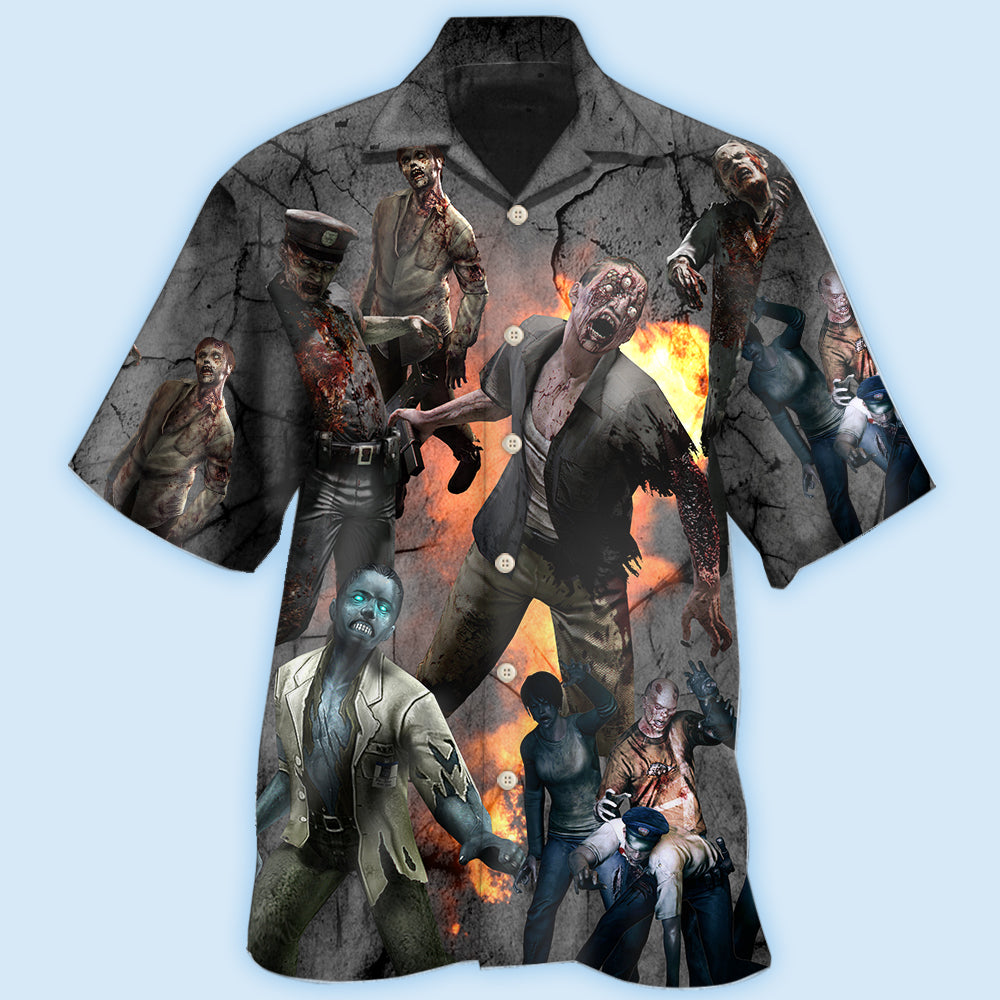 Zombie Hawaiian Shirt With All Over Print For Tropical Travel Beach Gatherings And Comfortable Wear