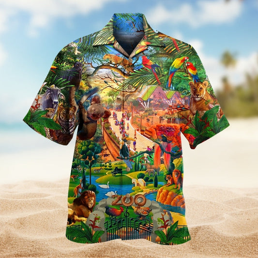 Zoo Animals Hawaiian Shirt For Coastal Travel, Casual Events, And Comfortable Summer Wear