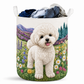 White Puppy And Wildflower Meadow Laundry Basket For Laundry Room Bathroom Bedroom Nursery And Everyday Home Organization