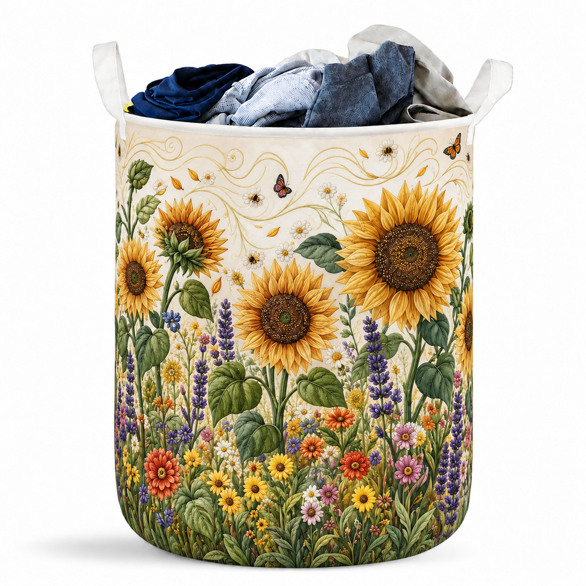 Sunflower And Wildflower Garden Laundry Basket For Laundry Room Bathroom Bedroom Nursery And Everyday Home Organization
