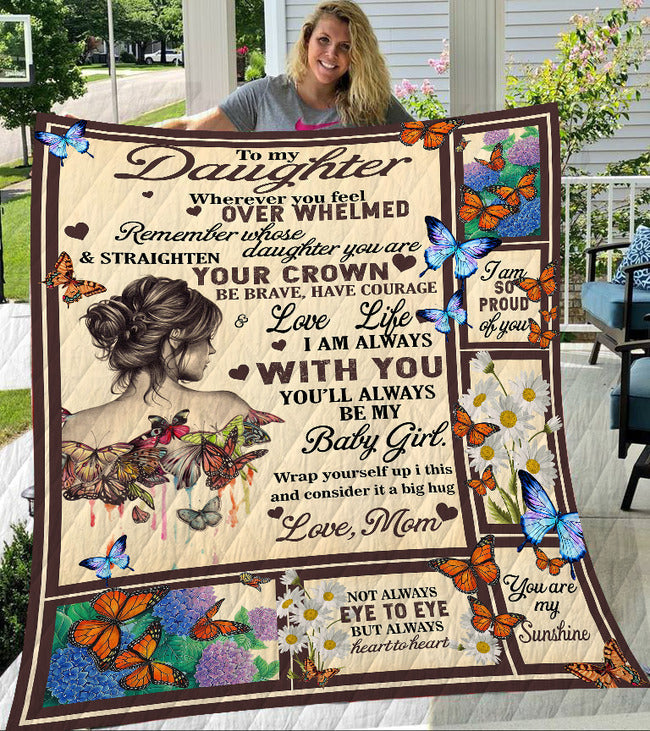 Butterfly To My Daughter Love Mom And Daughter Flannel Blanket For Cozy Bedroom Sofa Decor