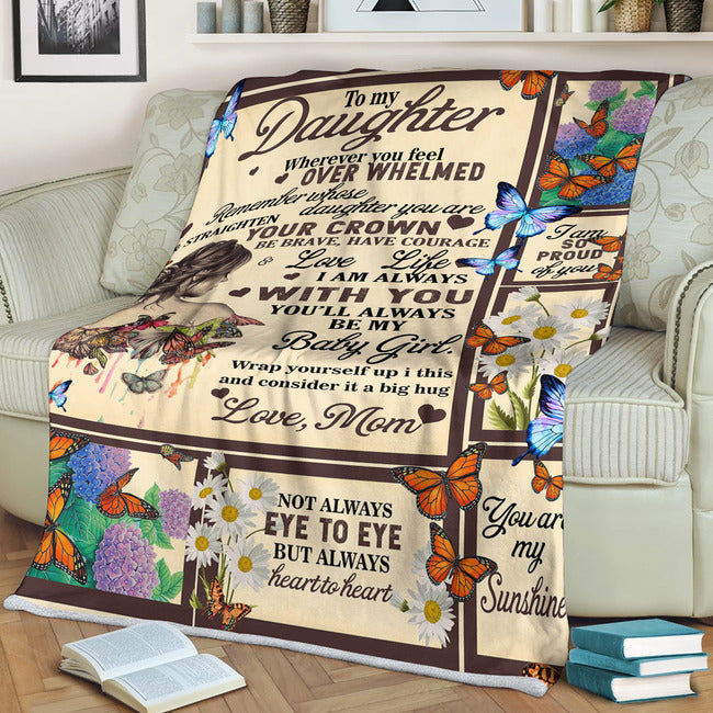 Butterfly To My Daughter Love Mom And Daughter Flannel Blanket For Cozy Bedroom Sofa Decor
