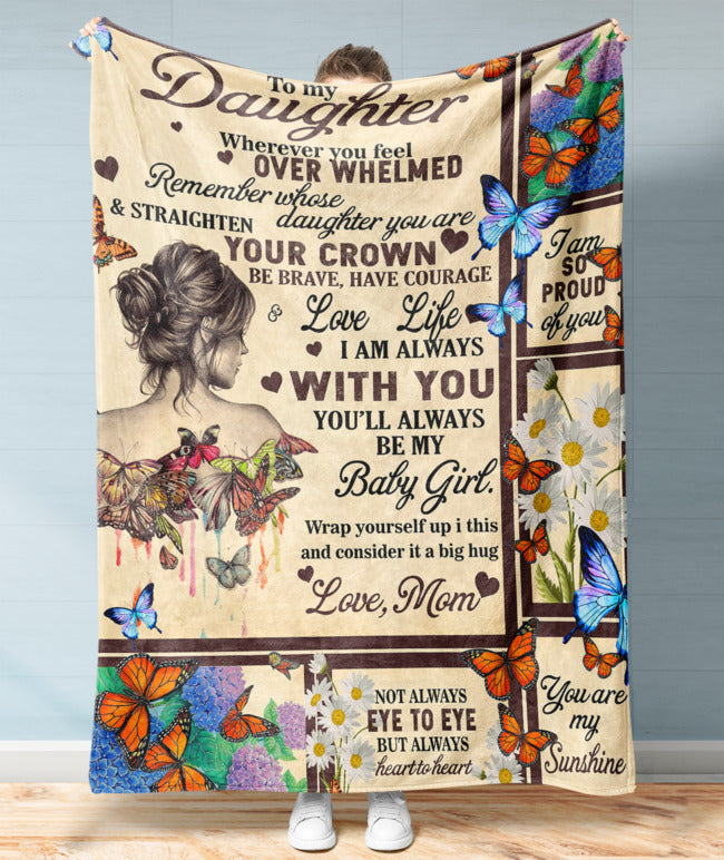 Butterfly To My Daughter Love Mom And Daughter Flannel Blanket For Cozy Bedroom Sofa Decor