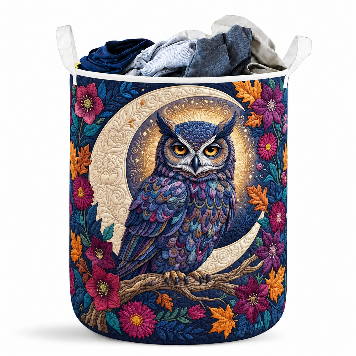 Floral Owl And Crescent Moon Laundry Basket For Laundry Room Bathroom Bedroom Nursery And Everyday Home Organization