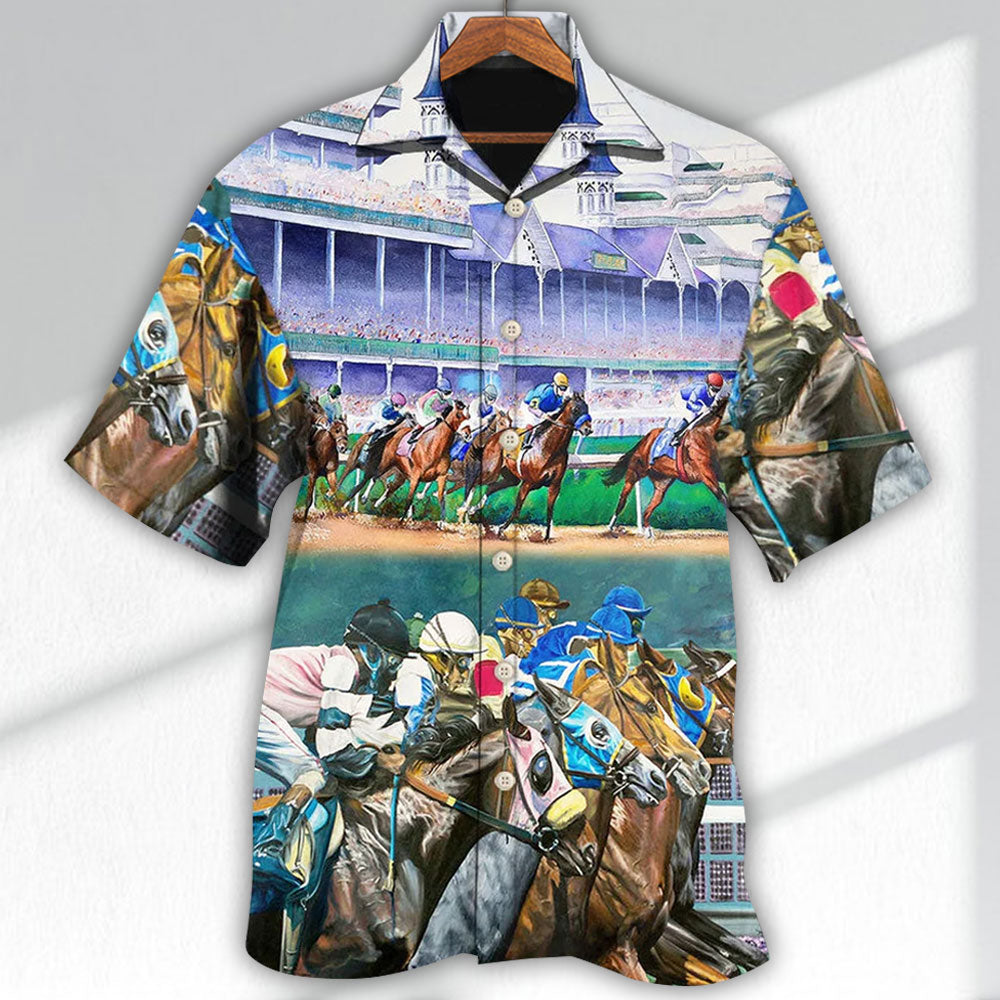 Horse Racing Amazing Hawaiian Shirt For Resort Getaways And Comfortable Summer Activities